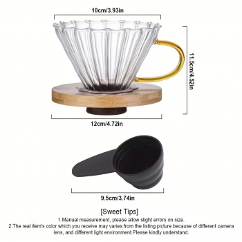 Gambar produk WURJO Filter Penyaring Kopi V60 Coffee Dripper Borosilicate 1-4 Cup - W4