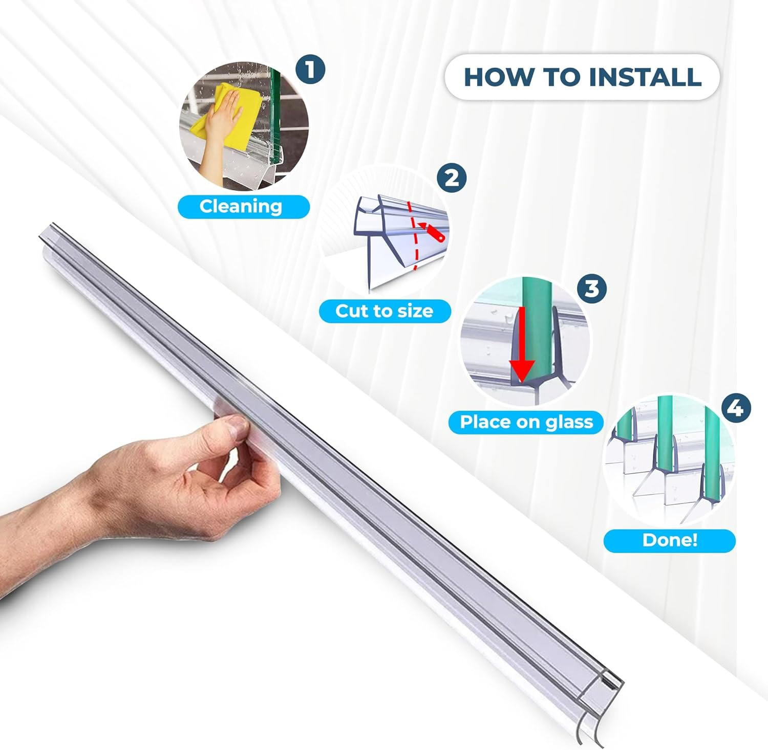 Gambar produk Villy Seal Strip Penutup Celah Pintu Kaca Kamar Mandi Tebal 4-6mm 50cm 20mm - V50
