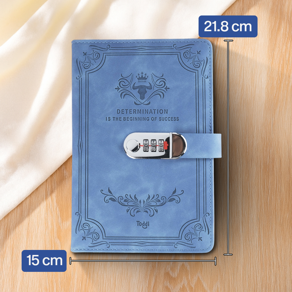 Gambar produk Toddi Buku Jurnal Leather Determination A5 200 Halaman Grid with Lock - TDD3
