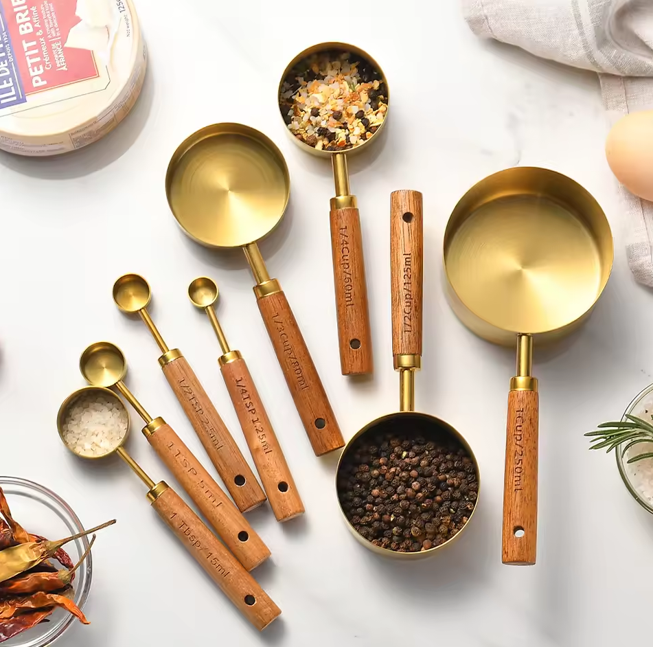 Gambar produk FOPME Sendok Takar Measuring Cups Spoons Baking Stainless Steel 8PCS - FM1