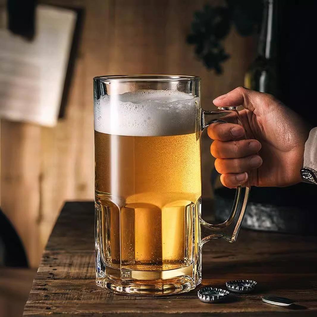 Gambar produk TREDO Gelas Mug Bir Beer Sodium Calcium Glass Drilled Bottom Cup 500ml - T515