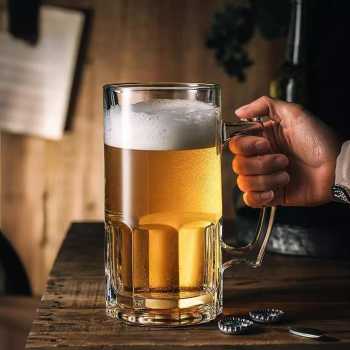 Gambar produk TREDO Gelas Mug Bir Beer Sodium Calcium Glass Drilled Bottom Cup 500ml - T515