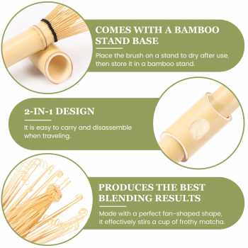 Gambar produk SIDIA Chasen Bamboo Whisk Long Handle Matcha Teh Jepang 56 Tangkai - S-56