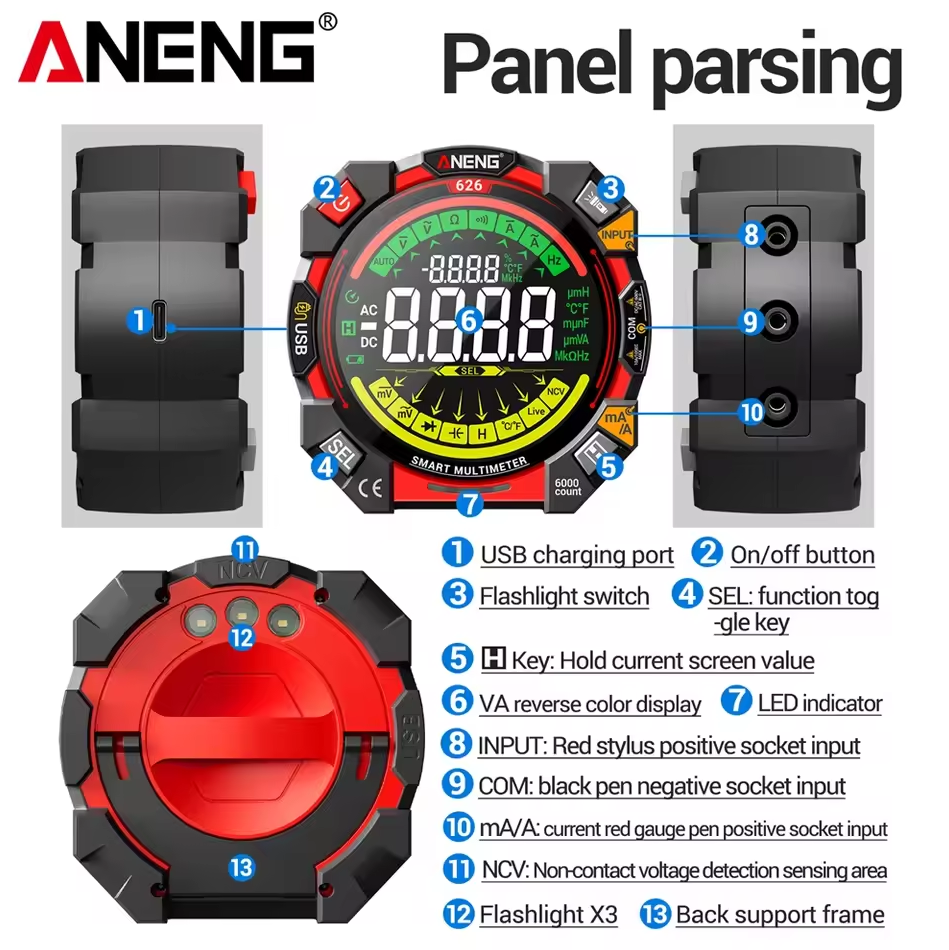 Gambar produk ANENG Digital Multimeter Voltage Resistance Meter 6000 Count - 626