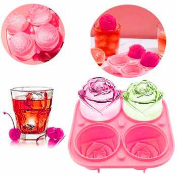 Gambar produk FRD Cetakan Es Batu Silikon Mawar 4 Grid Ice Cube Mold - F-10