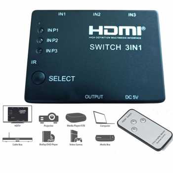 Gambar produk Perlinta HDMI Switch 3 Port Full HD 1080P with Remote Control - 3T01