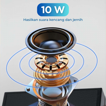 Gambar produk Vocay Speaker Bluetooth Karaoke Portable RGB with 2 Microphone 10W - WJ-A836