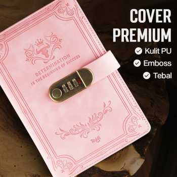 Gambar produk Toddi Buku Jurnal Leather Determination A5 200 Halaman Grid with Lock - TDD3
