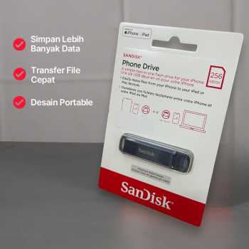 Gambar produk SanDisk Phone Drive USB Type-C Lightning 90MB/s 256GB - SDIXD0N
