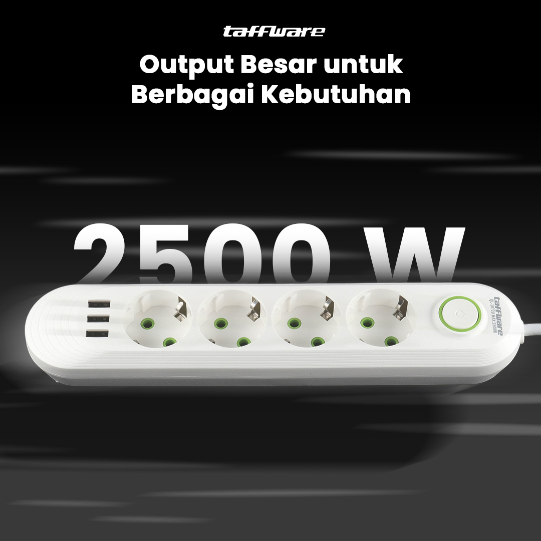 Gambar produk Taffware Stop Kontak USB Port EU Plug 10A 110-250V 2500W 4 Lubang - QL-1071U / QL-1072U