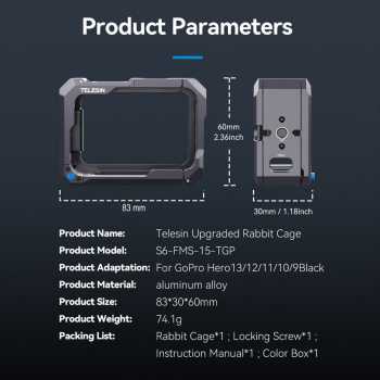 Gambar produk TELESIN Case Pelindung Kamera Aksi GoPro Hero 9 to 13 Protective Frame - S6-FMS-15-TGP