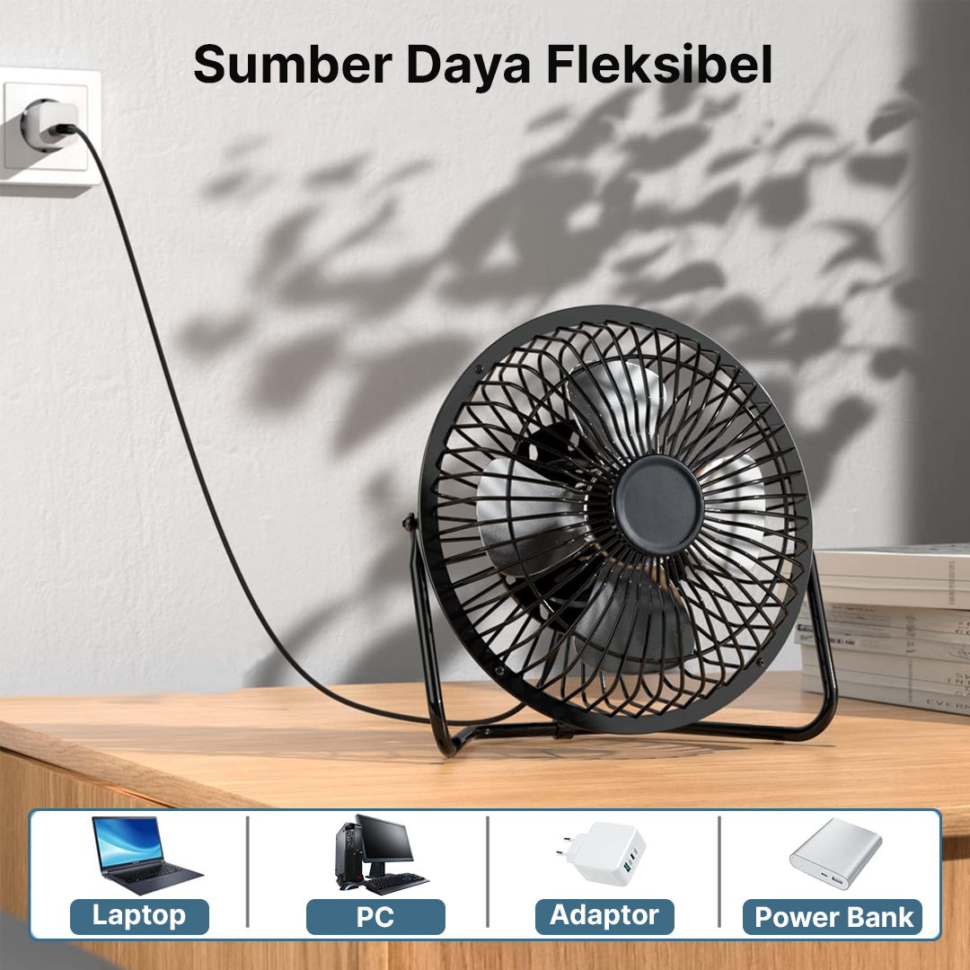 Gambar produk SANHUAI Kipas Angin Meja Portable Desk Table Fan USB 5.3 Inch 2.5W - A18