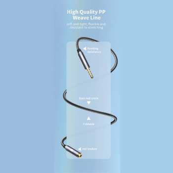 Gambar produk ESSAGER Kabel Audio Jack 3.5mm Male to Female HiFi 3 Sections 1M - EYPY335-YYA0G