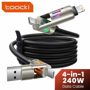 Toocki Kabel Data 4in1 Fast Charging USB A Type C Lightning 240W 2M - TQ-X103