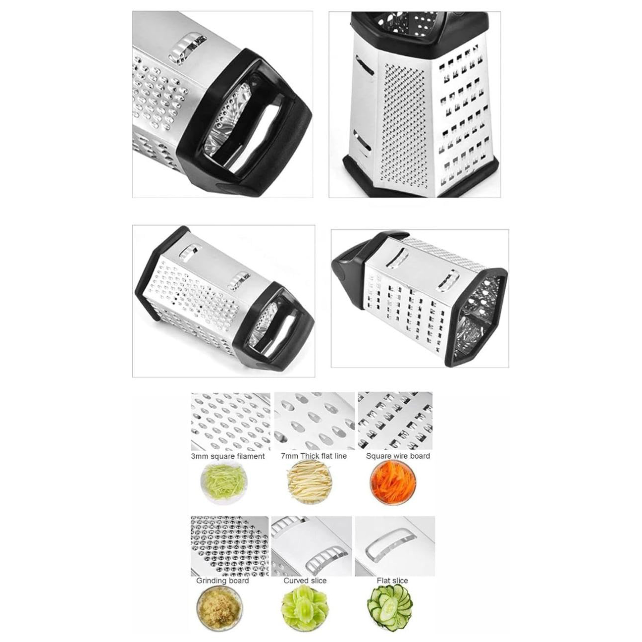 Gambar produk Slight Parutan Pengiris Sayur Serbaguna 6 Side Stainless Steel Grater - INU158