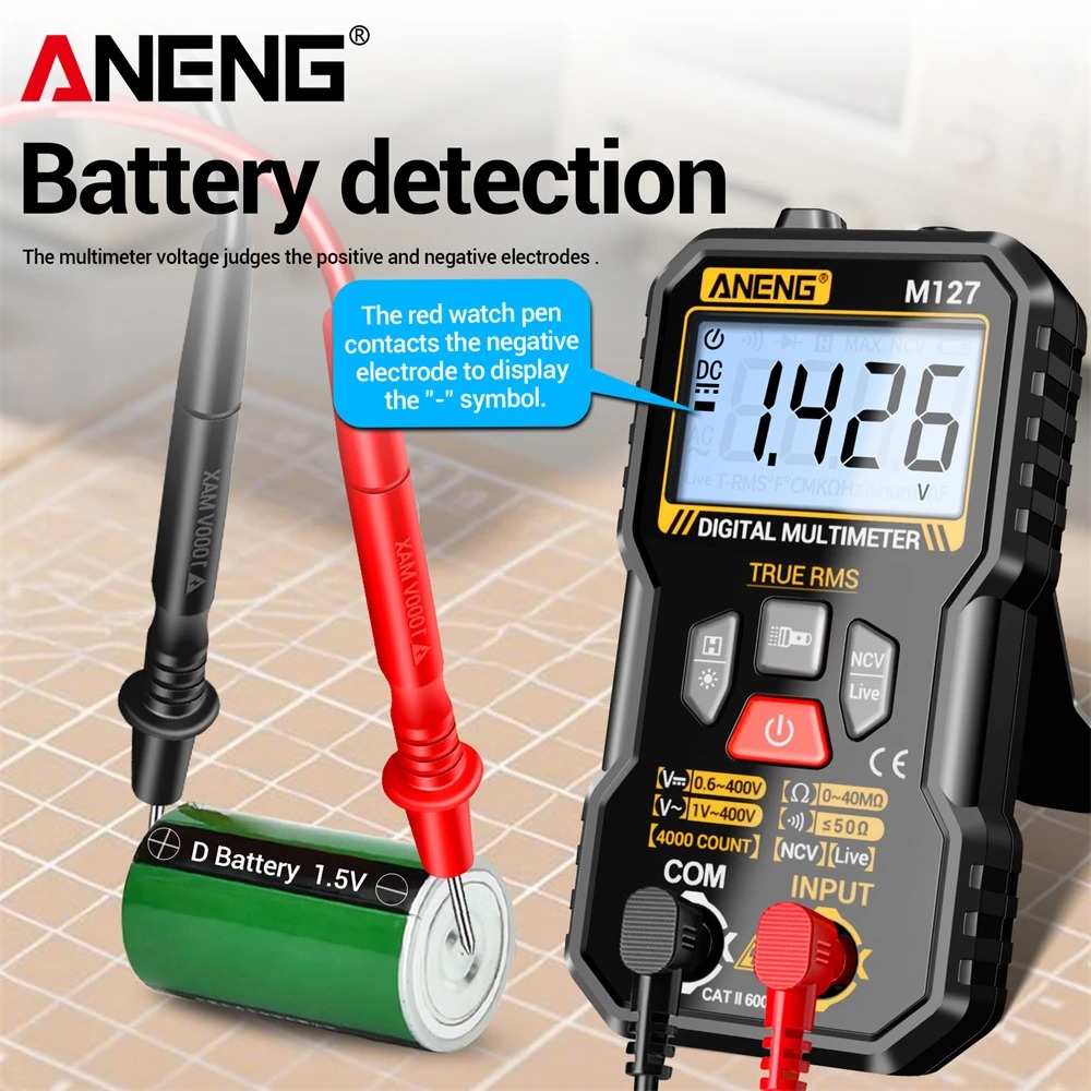 Gambar produk ANENG Digital Multimeter Voltage Tester AC/DC NCV Flash 4000 Counts - M127