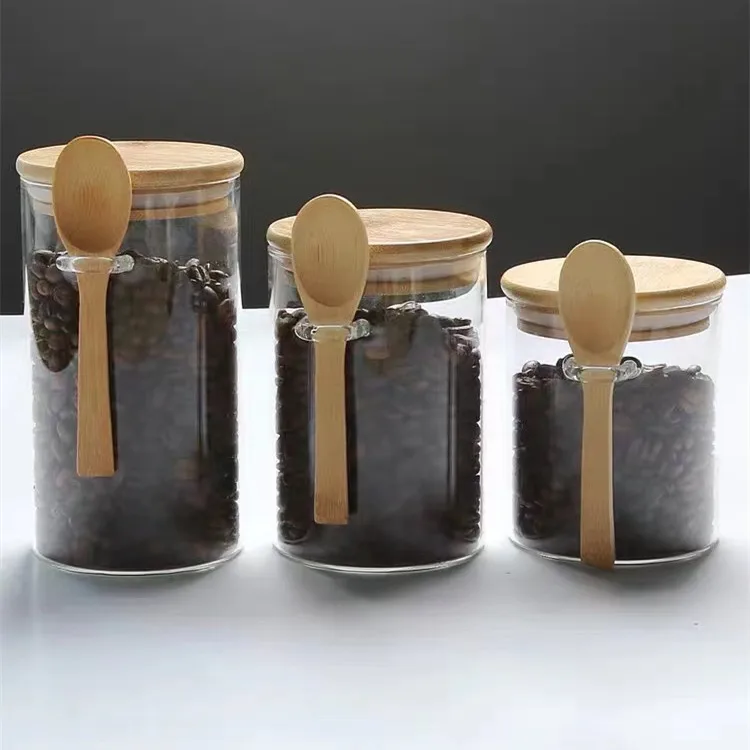 Gambar produk FMA Toples Kaca Penyimpanan Makanan Storage Glass Jar with Bamboo Lid 300ml - FM-LD1