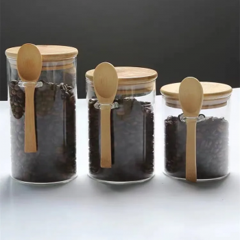 Gambar produk FMA Toples Kaca Penyimpanan Makanan Storage Glass Jar with Bamboo Lid 300ml - FM-LD1