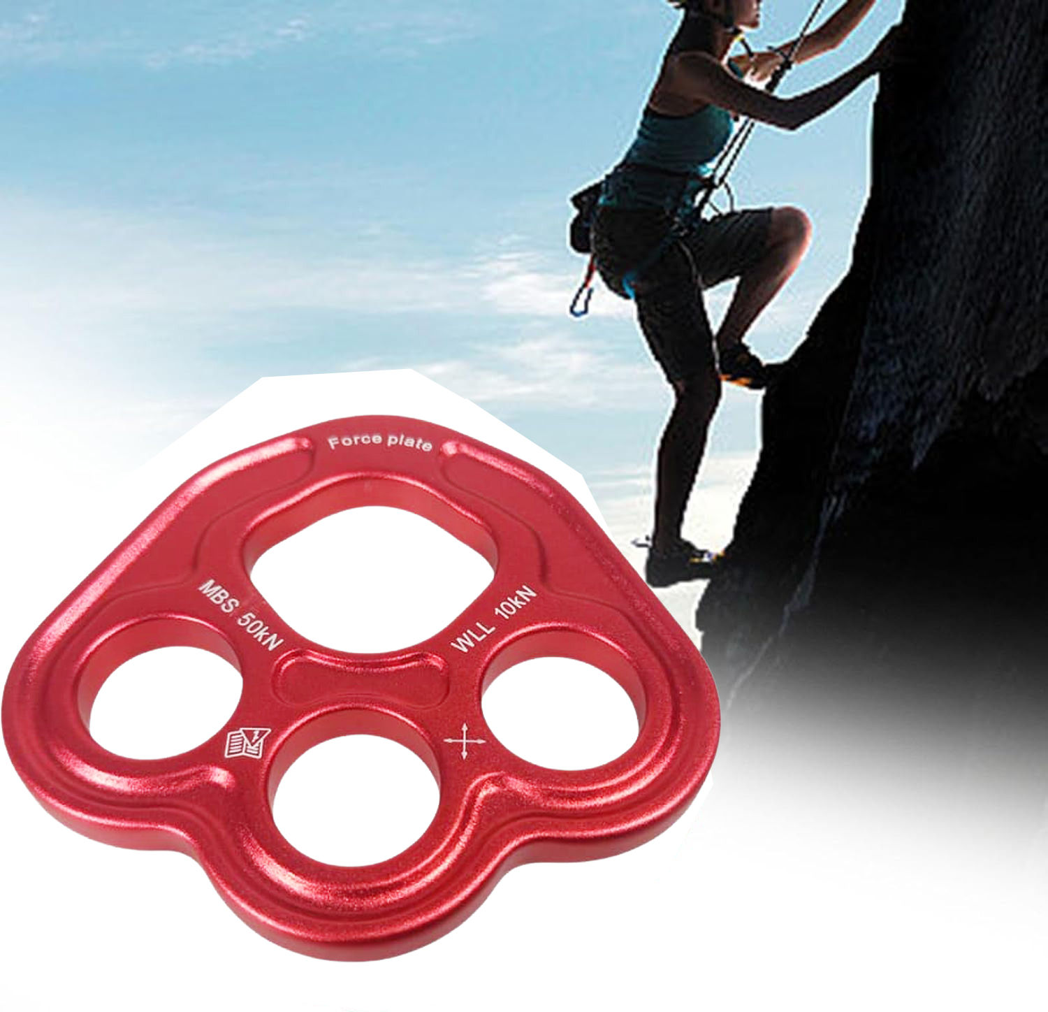Gambar produk NATURY Paw Rigging Plate Descender Ring Climbing 3 Hole 50KN - NT-50