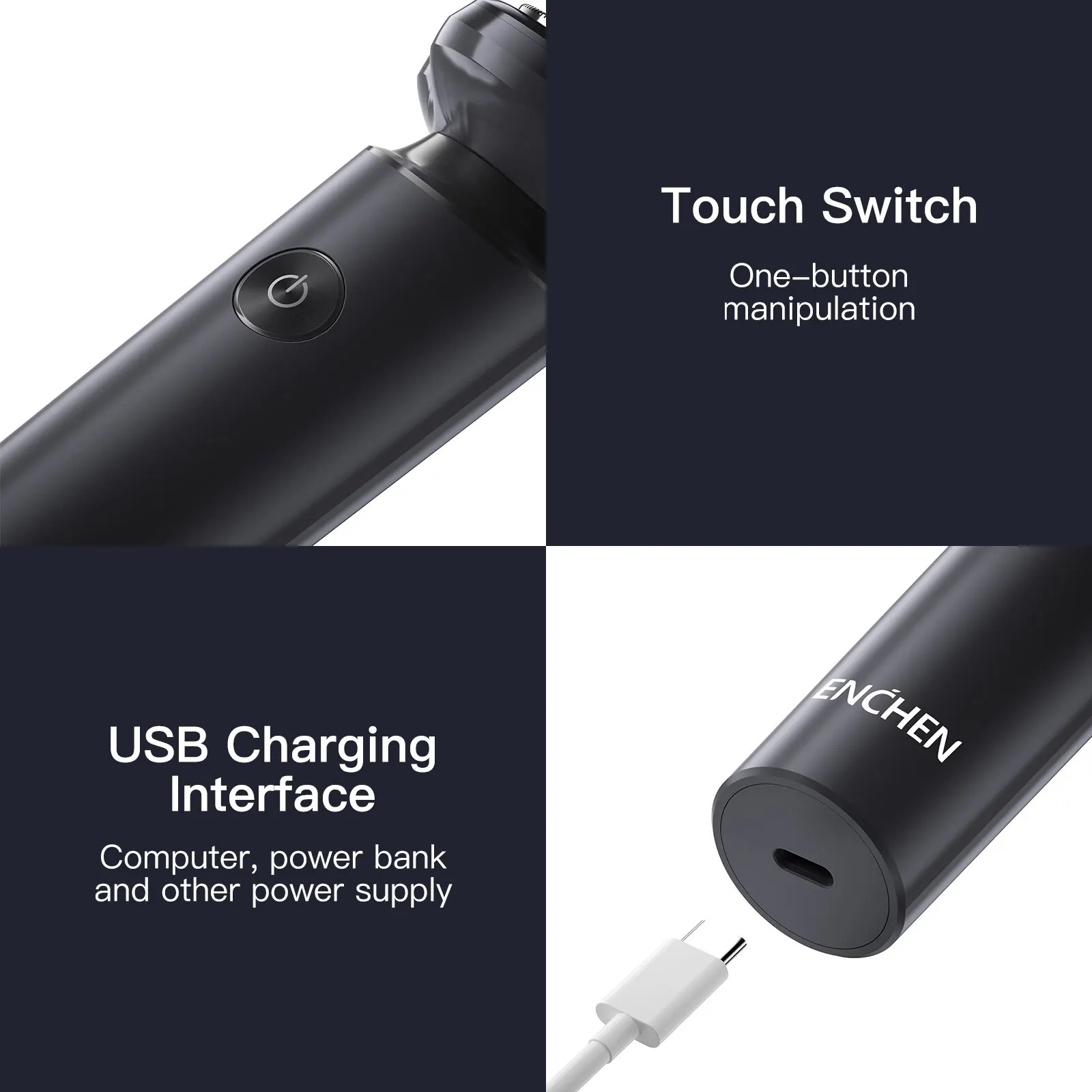 Gambar produk ENCHEN Alat Cukur Elektrik 3D Magnetic Electric Shaver 500mAh - Victor Blackstone 7
