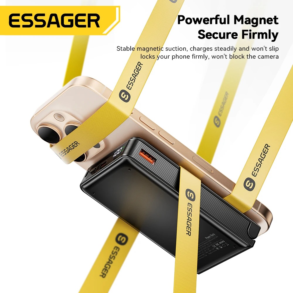 Gambar produk ESSAGER Power Bank Wireless Charging Magnetic Fold PD 20W 10000mAh - ES-D017