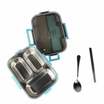Gambar produk UPORS Kotak Makan Anti Tumpah Stainless Steel Lunch Box 3 Grid 1.3L - UP3