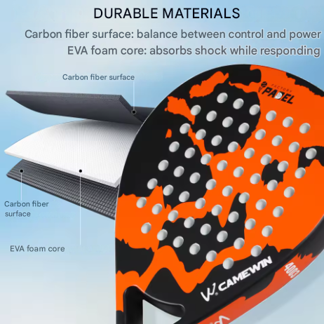 Gambar produk CAMEWIN Raket Padel Teardrop Carbon Glass Fiber 3.8cm Thickness 360g - 4003