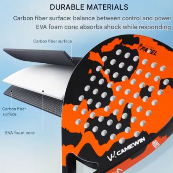 Gambar produk CAMEWIN Raket Padel Teardrop Carbon Glass Fiber 3.8cm Thickness 360g - 4003
