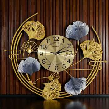 Gambar produk TaffHOME Jam Dinding Besi Elegan Ginkgo Biloba Silent Movement 66cm - 2086C