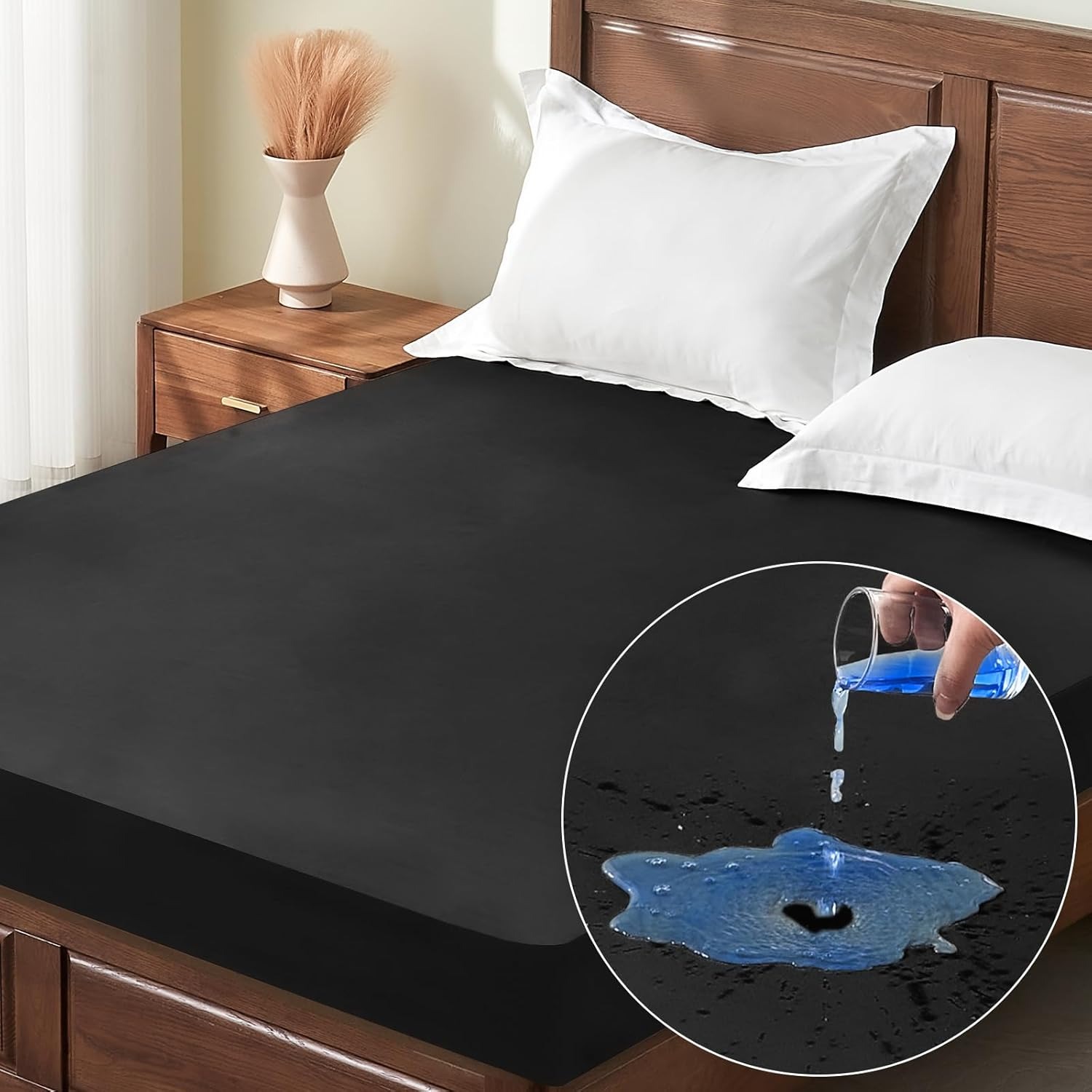 Gambar produk HILIFE Seprai Polos Waterproof Bed Sheet Round Band Non Slip 180x200cm - HL1