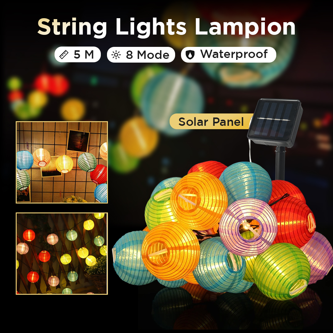 Gambar produk Ousam Lampu Hias String Lights Lampion Solar 20 LED 8 Modes 5M - M202