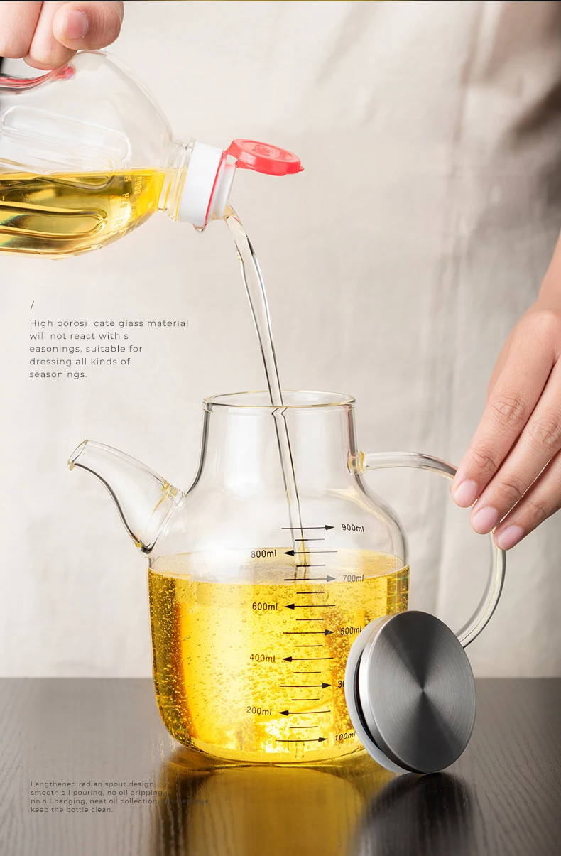 Gambar produk FMA Botol Minyak Borosilicate Glass Oil Pot Leakproof Heat-Resistant 900ml - FM-2PL