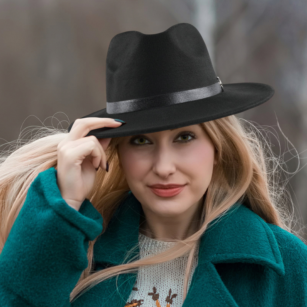 Gambar produk JIANGXIHUITIAN Topi Fedora Panama Laken Hat Jazz Classic Vintage - FS-219