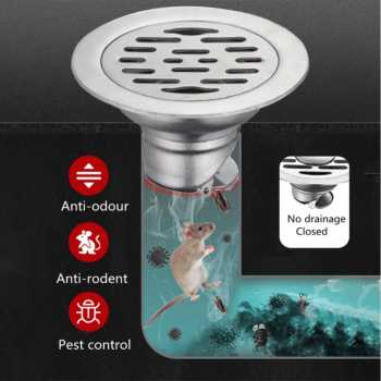 Gambar produk Jing Pin Jie Ju Saluran Air Floor Drain Short Seal Stainless Steel Single Use - LEE001