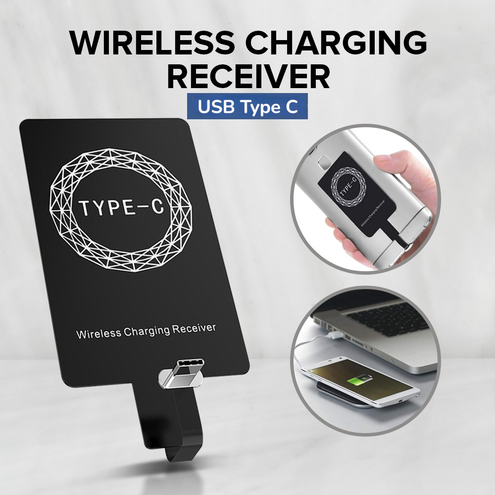 Gambar produk Qi Wireless Charging Receiver Adapter for Smartphone USB Type C - P9