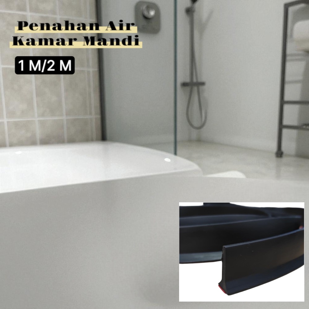 Gambar produk ALHOMEW Penahan Air Kamar Mandi WC Water Stopper Silikon Strip 1M - AHW58