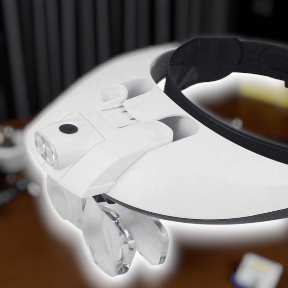 Gambar produk GORELAX Kaca Pembesar Headband Reparasi Magnifier with 2 LED 5 Lens 6X - MG81001-G