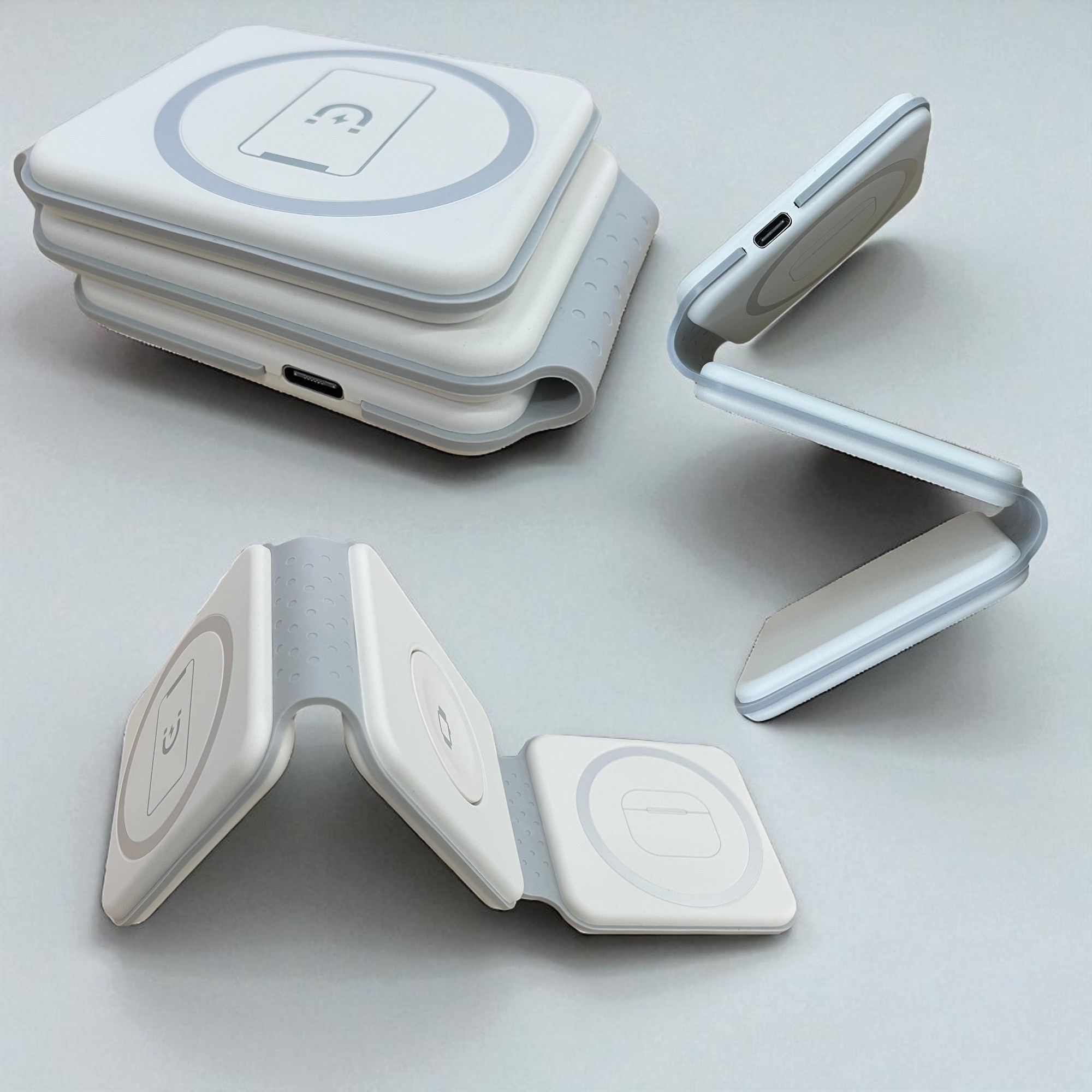 Gambar produk GEKEMAL Wireless Charger 3in1 Magnetic Stand Foldable iPhone Apple 15W - GK-15