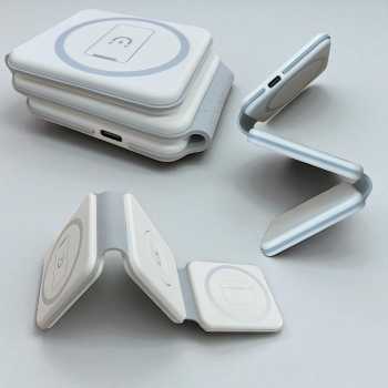 Gambar produk GEKEMAL Wireless Charger 3in1 Magnetic Stand Foldable iPhone Apple 15W - GK-15