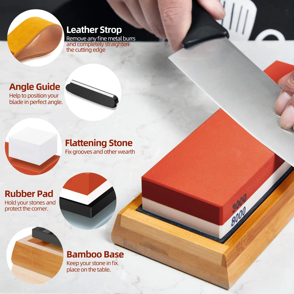 Gambar produk Chefic Batu Pengasah Pisau Knife Sharpener 400/1000 3000/8000 2PCS - CF380