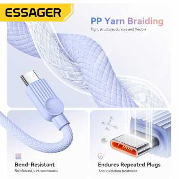 Gambar produk ESSAGER Kabel Data Type C to Type C PD Fast Charging Braided 3A 60W 1M - ES-X73