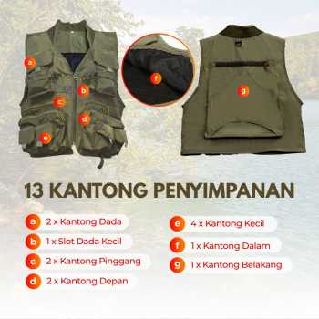 Gambar produk Deukio Rompi Pancing Fishing Vest Quick Dry Jacket XL - GDS09
