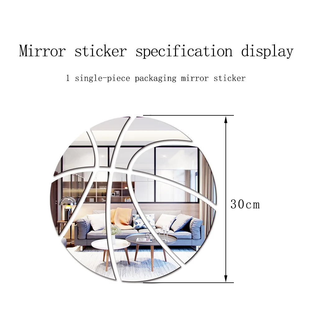 Gambar produk AKROR Sticker Cermin Akrilik Tempel Dinding Dekorasi Wallpaper 3D Basketball - A030