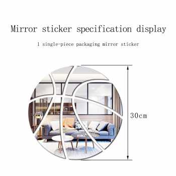Gambar produk AKROR Sticker Cermin Akrilik Tempel Dinding Dekorasi Wallpaper 3D Basketball - A030