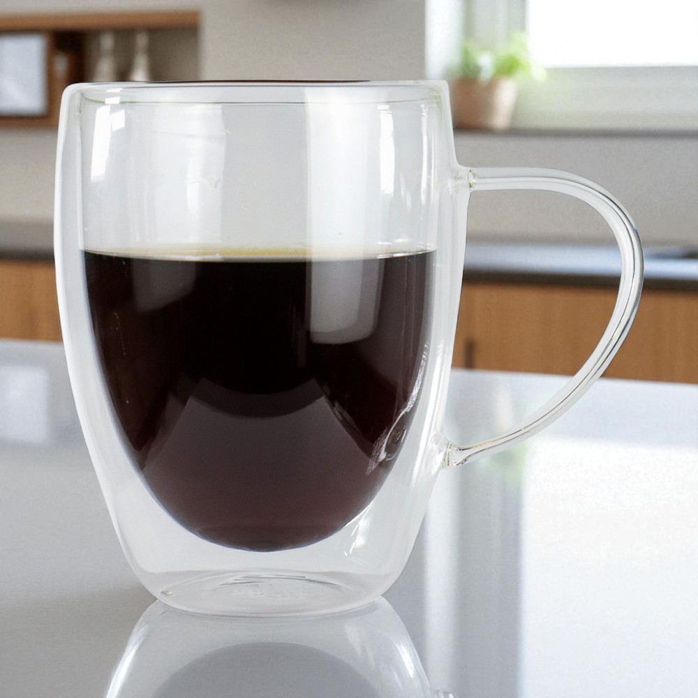 Gambar produk One Two Cups Cangkir Kopi Kaca Tahan Panas Double Wall Mug 350ml - OT30