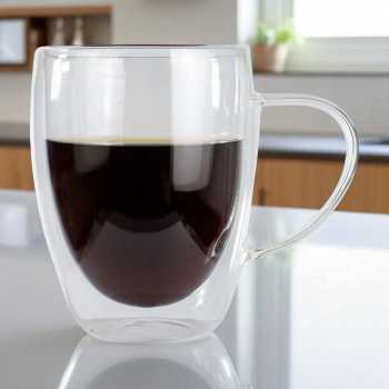 Gambar produk One Two Cups Cangkir Kopi Kaca Tahan Panas Double Wall Mug 350ml - OT30