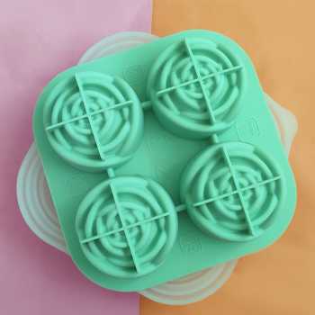 Gambar produk KoMall Cetakan Es Batu Silikon Mawar 4 Grid Ice Cube Mold - K400