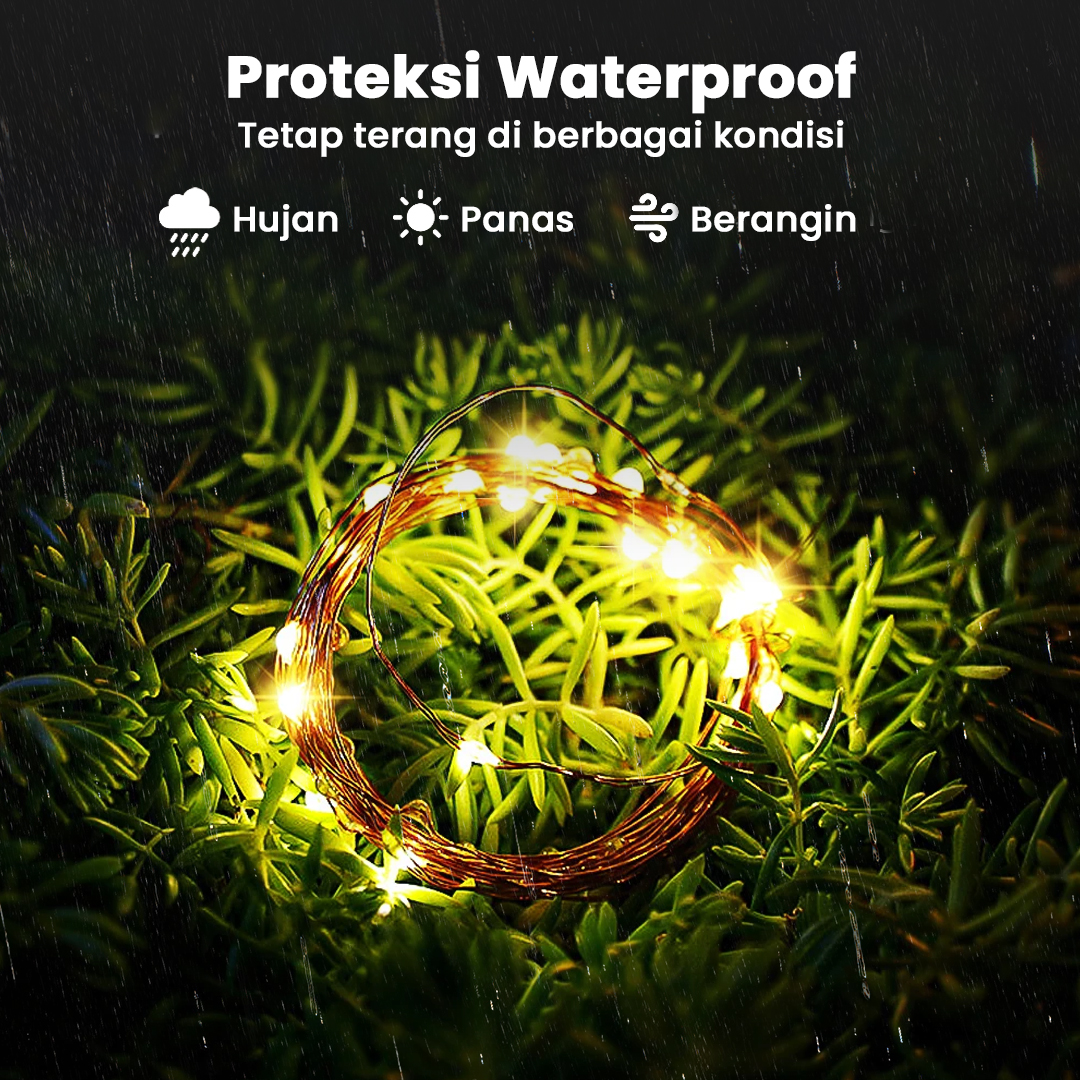 WELPUR Lampu Hias String Lights Solar Power Waterproof 200LED 22M - LISM-11 Gambar produk WELPUR Lampu Hias String Lights Solar Power Waterproof 200LED 22M - LISM-11