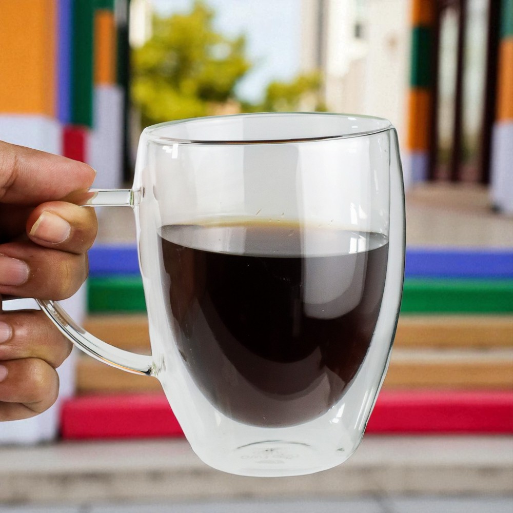 Gambar produk One Two Cups Cangkir Kopi Kaca Tahan Panas Double Wall Mug 350ml - OT30