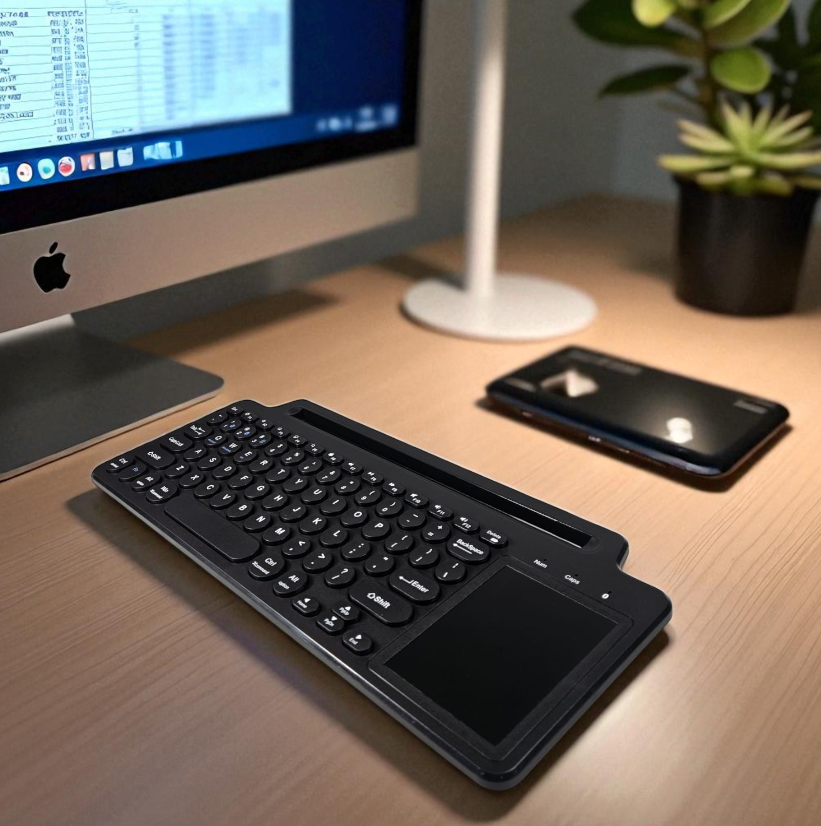 Gambar produk DODODOC Keyboard Wireless Bluetooth 2.4GHz with Touchpad Phone Stand - MLD-569